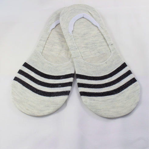 Breathable Striped No Show Invisible Socks Off White